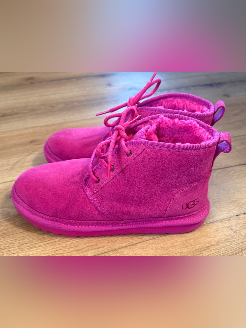 UGG Hot Pink Suede Lace-Up Boots